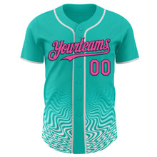 Load image into Gallery viewer, Custom Aqua Pink White-Navy Fluid Wave Psychedelic Swirl Authentic Baseball Jersey
