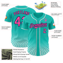 Load image into Gallery viewer, Custom Aqua Pink White-Navy Fluid Wave Psychedelic Swirl Authentic Baseball Jersey
