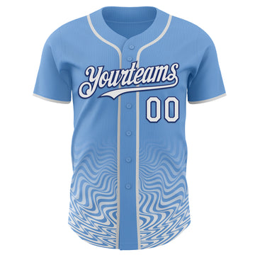 Custom Light Blue White-Royal Fluid Wave Psychedelic Swirl Authentic Baseball Jersey