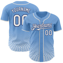 Laden Sie das Bild in den Galerie-Viewer, Custom Light Blue White-Royal Fluid Wave Psychedelic Swirl Authentic Baseball Jersey
