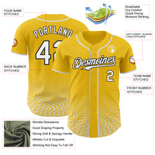Laden Sie das Bild in den Galerie-Viewer, Custom Yellow White-Black Fluid Wave Psychedelic Swirl Authentic Baseball Jersey
