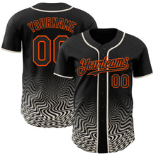 Load image into Gallery viewer, Custom Black Cream-Orange Fluid Wave Psychedelic Swirl Authentic Baseball Jersey
