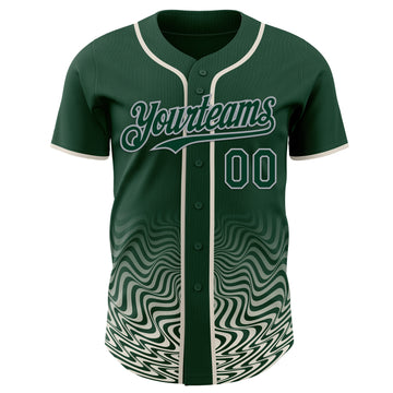Custom Green Cream-Gray Fluid Wave Psychedelic Swirl Authentic Baseball Jersey