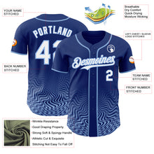Load image into Gallery viewer, Custom Royal White-Light Blue Fluid Wave Psychedelic Swirl Authentic Baseball Jersey
