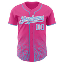 Загрузить изображение в средство просмотра галереи, Custom Pink Light Blue-White Fluid Wave Psychedelic Swirl Authentic Baseball Jersey

