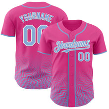 Загрузить изображение в средство просмотра галереи, Custom Pink Light Blue-White Fluid Wave Psychedelic Swirl Authentic Baseball Jersey

