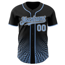 Загрузить изображение в средство просмотра галереи, Custom Black Light Blue-White Fluid Wave Psychedelic Swirl Authentic Baseball Jersey
