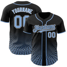 Загрузить изображение в средство просмотра галереи, Custom Black Light Blue-White Fluid Wave Psychedelic Swirl Authentic Baseball Jersey
