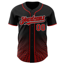 Load image into Gallery viewer, Custom Black Red-White Fluid Wave Psychedelic Swirl Authentic Baseball Jersey
