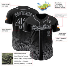 Load image into Gallery viewer, Custom Black-Gray Fluid Wave Psychedelic Swirl Authentic Baseball Jersey
