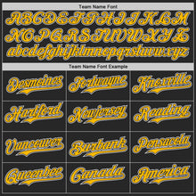 Load image into Gallery viewer, Custom Black Gold-White Fluid Wave Psychedelic Swirl Authentic Baseball Jersey
