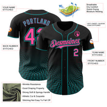Load image into Gallery viewer, Custom Black Pink-Teal Fluid Wave Psychedelic Swirl Authentic Baseball Jersey
