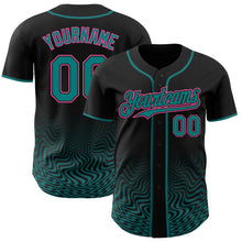 Load image into Gallery viewer, Custom Black Pink-Teal Fluid Wave Psychedelic Swirl Authentic Baseball Jersey
