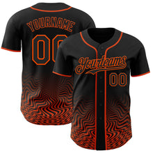 Load image into Gallery viewer, Custom Black-Orange Fluid Wave Psychedelic Swirl Authentic Baseball Jersey
