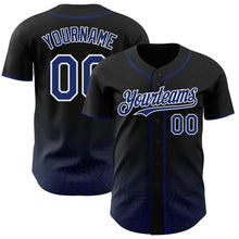 Load image into Gallery viewer, Custom Black Royal-White Fluid Wave Psychedelic Swirl Authentic Baseball Jersey
