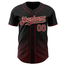 Laden Sie das Bild in den Galerie-Viewer, Custom Black Crimson-City Cream Fluid Wave Psychedelic Swirl Authentic Baseball Jersey
