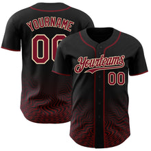 Laden Sie das Bild in den Galerie-Viewer, Custom Black Crimson-City Cream Fluid Wave Psychedelic Swirl Authentic Baseball Jersey
