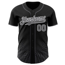 Laden Sie das Bild in den Galerie-Viewer, Custom Black Steel Gray-White Fluid Wave Psychedelic Swirl Authentic Baseball Jersey
