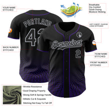 Load image into Gallery viewer, Custom Black Purple-Gray Fluid Wave Psychedelic Swirl Authentic Baseball Jersey

