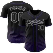 Load image into Gallery viewer, Custom Black Purple-Gray Fluid Wave Psychedelic Swirl Authentic Baseball Jersey
