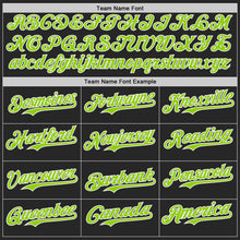 Laden Sie das Bild in den Galerie-Viewer, Custom Black Neon Green-White Fluid Wave Psychedelic Swirl Authentic Baseball Jersey
