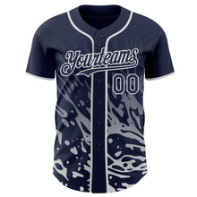 Charger l'image dans la galerie, Custom Navy-White Fluid Liquid Wave Splatter Authentic Baseball Jersey
