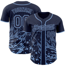 Charger l'image dans la galerie, Custom Navy-Light Blue Fluid Liquid Wave Splatter Authentic Baseball Jersey
