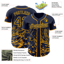 Charger l'image dans la galerie, Custom Navy-Gold Fluid Liquid Wave Splatter Authentic Baseball Jersey
