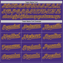 Charger l'image dans la galerie, Custom Purple-Gold Fluid Liquid Wave Splatter Authentic Baseball Jersey

