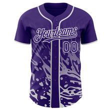 Charger l'image dans la galerie, Custom Purple-White Fluid Liquid Wave Splatter Authentic Baseball Jersey
