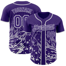 Charger l'image dans la galerie, Custom Purple-White Fluid Liquid Wave Splatter Authentic Baseball Jersey
