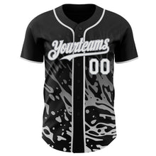 Charger l'image dans la galerie, Custom Black White-Gray Fluid Liquid Wave Splatter Authentic Baseball Jersey
