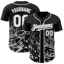 Charger l'image dans la galerie, Custom Black White-Gray Fluid Liquid Wave Splatter Authentic Baseball Jersey
