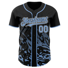 Charger l'image dans la galerie, Custom Black Light Blue-White Fluid Liquid Wave Splatter Authentic Baseball Jersey

