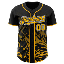 Charger l'image dans la galerie, Custom Black Gold-White Fluid Liquid Wave Splatter Authentic Baseball Jersey
