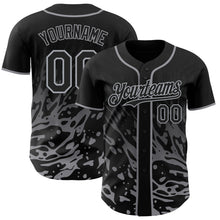 Charger l'image dans la galerie, Custom Black-Gray Fluid Liquid Wave Splatter Authentic Baseball Jersey
