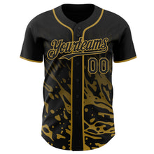 Charger l'image dans la galerie, Custom Black-Old Gold Fluid Liquid Wave Splatter Authentic Baseball Jersey
