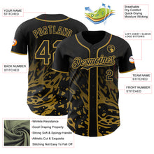Charger l'image dans la galerie, Custom Black-Old Gold Fluid Liquid Wave Splatter Authentic Baseball Jersey
