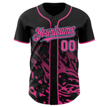 Charger l'image dans la galerie, Custom Black Pink-Light Blue Fluid Liquid Wave Splatter Authentic Baseball Jersey
