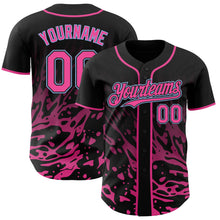 Charger l'image dans la galerie, Custom Black Pink-Light Blue Fluid Liquid Wave Splatter Authentic Baseball Jersey
