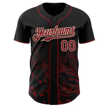 Charger l'image dans la galerie, Custom Black Crimson-City Cream Fluid Liquid Wave Splatter Authentic Baseball Jersey
