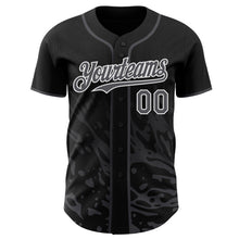Charger l'image dans la galerie, Custom Black Steel Gray-White Fluid Liquid Wave Splatter Authentic Baseball Jersey
