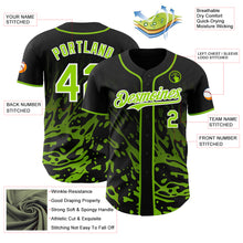 Charger l'image dans la galerie, Custom Black Neon Green-White Fluid Liquid Wave Splatter Authentic Baseball Jersey
