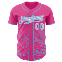 Charger l'image dans la galerie, Custom Pink Light Blue-White Fluid Liquid Wave Splatter Authentic Baseball Jersey
