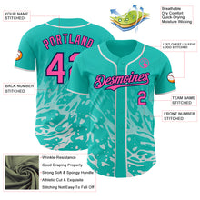Charger l'image dans la galerie, Custom Aqua Pink White-Navy Fluid Liquid Wave Splatter Authentic Baseball Jersey
