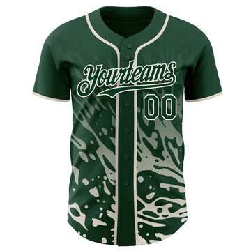 Custom Green-Cream Fluid Liquid Wave Splatter Authentic Baseball Jersey