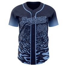 Charger l'image dans la galerie, Custom Navy-Light Blue Fluid Wave Splatter Gradient Authentic Baseball Jersey

