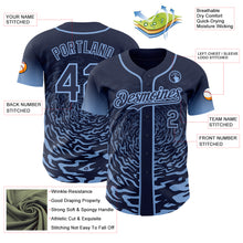 Charger l'image dans la galerie, Custom Navy-Light Blue Fluid Wave Splatter Gradient Authentic Baseball Jersey
