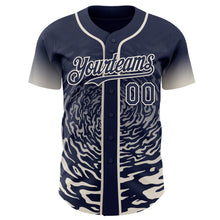Charger l'image dans la galerie, Custom Navy-Cream Fluid Wave Splatter Gradient Authentic Baseball Jersey
