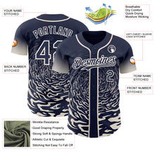 Charger l'image dans la galerie, Custom Navy-Cream Fluid Wave Splatter Gradient Authentic Baseball Jersey

